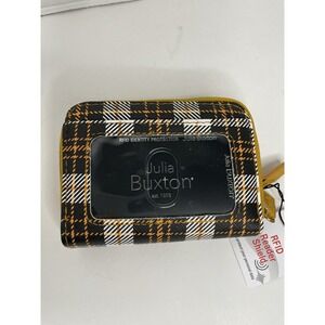 Julia Buxton  RFID  Wizard Wallet Yellow Black Plaid NWT